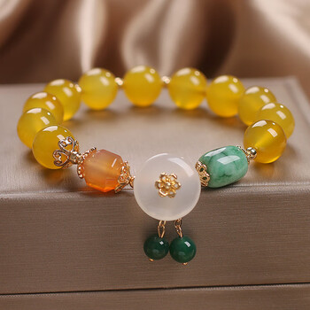 佩觉小众设计黄玛瑙手链女水晶手串网红款轻奢闺蜜学生礼物手饰品