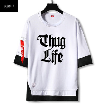 绿野客gtasa侠盗猎车手圣安地列斯thuglife游戏中袖t恤男士衫 白色拼