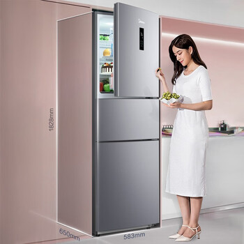 美的(midea)三门小型家用冰箱风冷无霜三开门小冰箱bcd-247wtm(e)全温