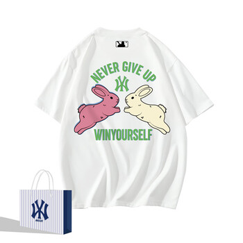 mlb t恤男女男女情侣同款23夏季新款运动休闲半袖ny圆领小标短袖 白色