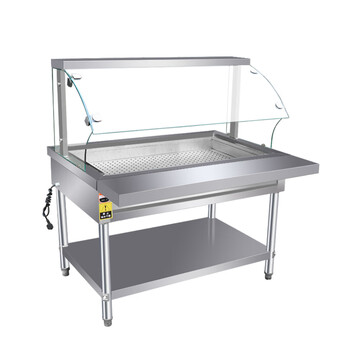 快餐保温台带玻璃罩不锈钢保温台商用加热台式快餐保温台熟食卤肉加热