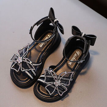 新女童公主凉鞋夏款新款儿童运动夏季防滑沙滩鞋中大童网红女孩黑色29