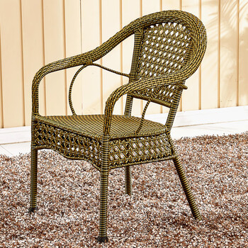 宜家腾椅 手工编 天然藤椅 靠背椅单人藤椅家用滕编扶手椅子户外餐椅