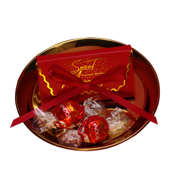 瑞士莲 （lindt） 巧克力喜糖礼品盒子2粒西式酒红订婚结婚成品含糖情人三八节礼物 店家代包附日期 盒装 25g