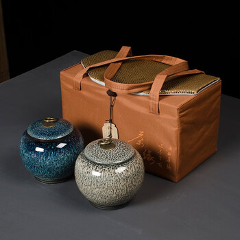 臣埠钧窑茶叶罐子陶瓷茶叶对罐醒茶罐食物药材密封储存罐茶叶包装钧瓷