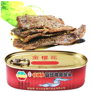 金樱花鱼罐头开罐即食红烧豆豉带鱼184g