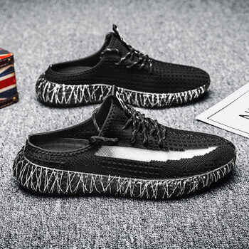 椰子拖鞋男ins潮夏季透气无后跟包头外穿运动网红超火半拖鞋黑色39