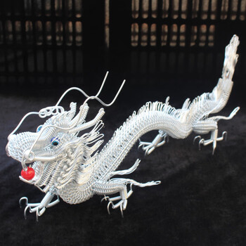 铝线编织中国龙模型金属铁丝diy民族风创意礼品摆件 银色_65cm