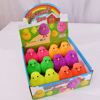 儿童小孩子七彩小鸡宝宝幼儿园捏捏软弹力跳闪光发光玩具硅胶小鸡一盒