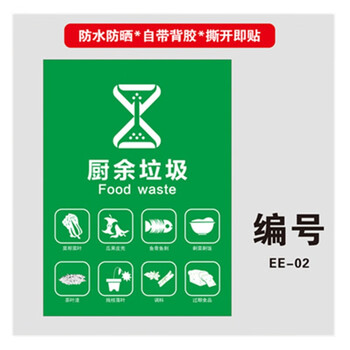 分类标识干湿垃圾可回收垃圾标识垃圾分类贴纸垃圾桶有害厨余标签标贴