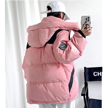 aemape美国苹果2023秋冬新款羽绒服女中长款韩国连帽运动工装外套加厚