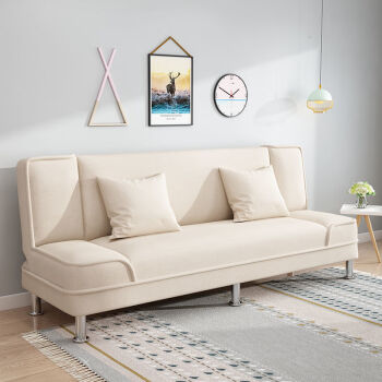 小户型布艺沙发简易客厅可折叠沙发单人双人三人沙发房沙发床米白色