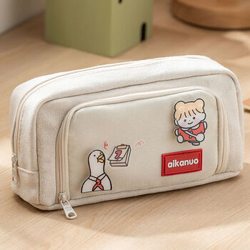 fgacct韩版简约笔袋女生大容量初中学生笔盒ins日系网红帆布笔袋多层