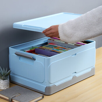 可折叠收纳箱箱子学生高中装书本收纳盒教室用的神器书籍整理箱中号