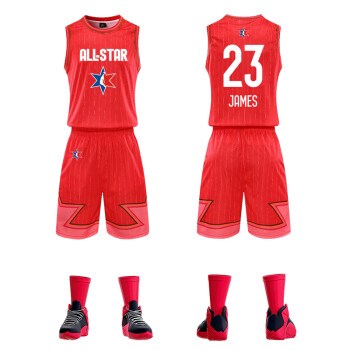 全益人2020全明星篮球服套装男东部西部篮球球衣篮球背心训练比赛队服 红色23号JAMES L160-165CM