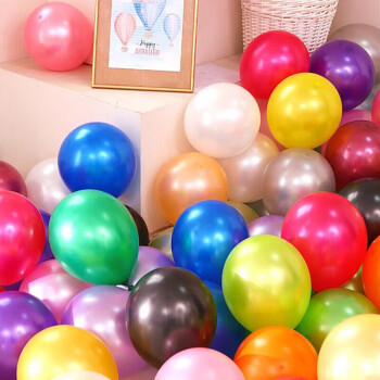演绎混色气球装饰儿童生日场景布置结婚开业活动100个彩色加厚汽球