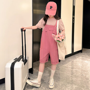 梵美莲儿童衣服女10到12岁套装夏季女大童夏款1215岁女孩中童背带中裤