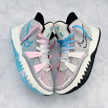 适用于欧文7鞋带适7 欧文7白蓝粉数学公式蓝粉色鸳鸯渐变复活节方格带