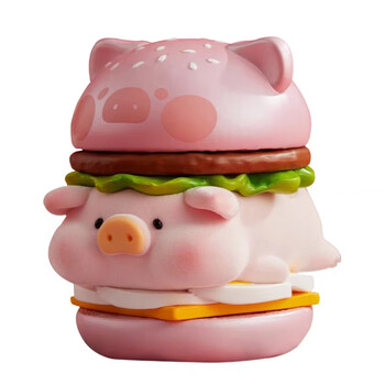猪汉堡 52toys罐头猪lulu猪 原色/粉色汉堡猪版盲盒吊卡全新潮玩 猪