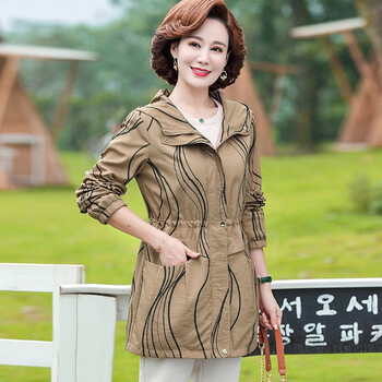 60妈妈装春秋外套女中长款风衣中老年女装春装4050岁休闲上衣中年