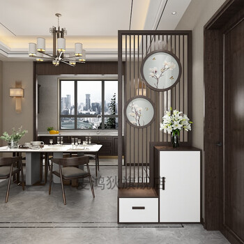 汇德能入户玄关柜新中式进门玄关柜现代简约客厅双面隔断鞋柜间厅镂空