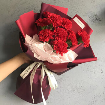 康乃馨花束真花送妈妈速递同城配送成都武汉长沙广州店9支红色康乃馨