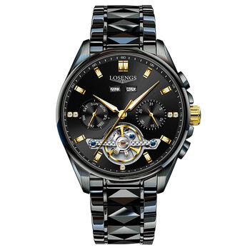 流浪琴抚瑞士认证名表潮流浪琴抚手表男士机械表陀飞轮钨钢表十大品牌