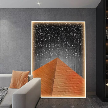 抽象艺术led发光灯带几何玄关装饰画走廊过道挂画简约客厅落地画众袖a