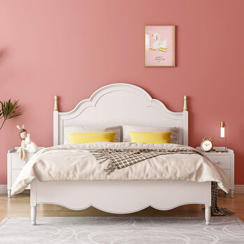 紫钻家具 美式轻奢实木床床女公主床女生白色现代简约女童少女卧室