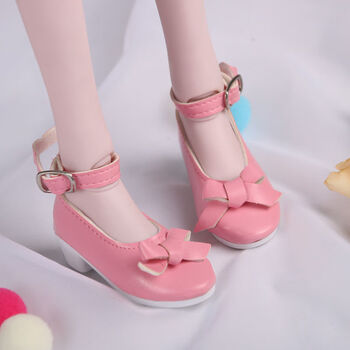粉色蝴蝶结中跟鞋 60厘米娃娃鞋子
