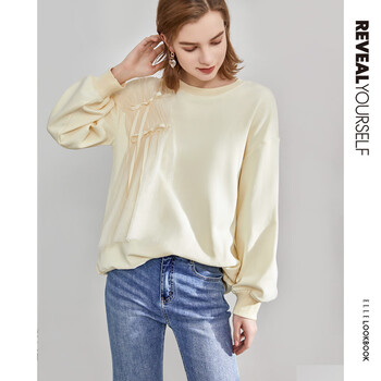 elle复古拼接oversize卫衣女2022春季新款宽松显瘦收腰