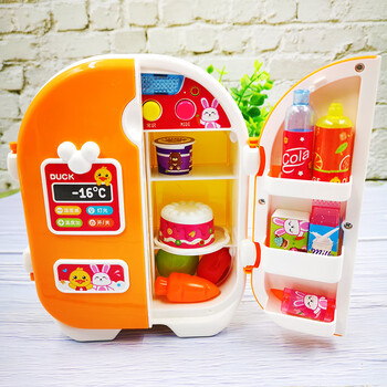 仿真冰箱会说话双开门大号礼物儿童过家家迷你厨房男女孩套装玩具橙色