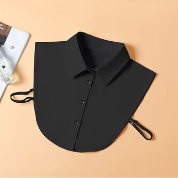 赵小熊新品黑色格子假领子男牛津纺假衣领男百搭格子衬衣领加大工装