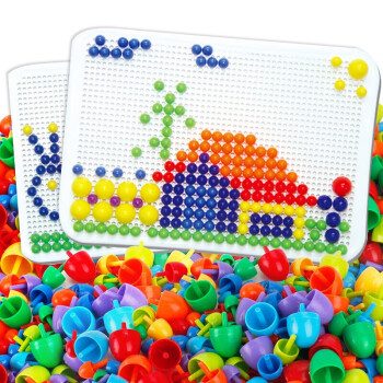 俞氏兴（YUSHIXING）创意296粒儿童早教蘑菇钉玩具插板拼图DIY手工玩具