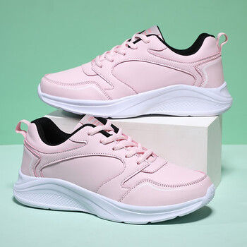 益生健步休闲鞋女鞋户外运动跑步鞋通勤轻便舒适妈妈鞋健步鞋粉色41