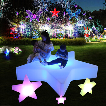 莎庭led发光大号五角星灯广场公园凳子圣诞节庆创意装饰星星灯落地灯