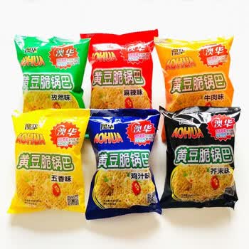 澳华黄豆脆锅巴休闲食膨化食品怀旧食老味粗粮锅巴90g五香味90g5袋