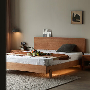 宾迪朗北美黑胡桃木实木床双人床主卧现代简约15米18米原木大床家具