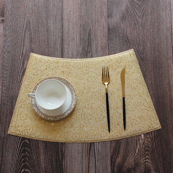 新中式皮餐盘垫扇形圆餐桌垫隔热垫防烫西风防水防油