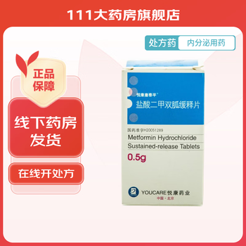 悦达宁 盐酸二甲双胍缓释片 0.5g*30片/盒 10盒