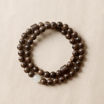 高档设计虎皮纹沉香6mm饰品奇楠木手串两圈复古佛珠男女15cm手围尺寸