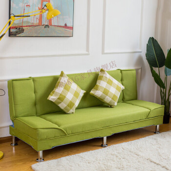 ORAKIG小户型布艺沙发房可折叠沙发床两用简易沙发客厅沙发出租房服装店沙发休息沙发 抹茶绿 棉麻 双人座1.2米长度：不带抱枕