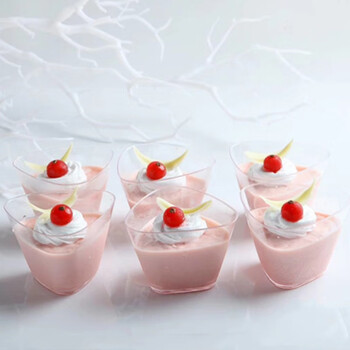 宝驰小号慕斯杯迷你4款甜品果冻杯果立方果冻茶歇塑料一次性杯子透明