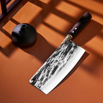 楚家刀龙泉菜刀具厨师专用家用切菜切片刀玄铁手工锻打超楚家刀落银