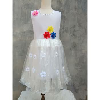 环保子服装儿童时装秀diy材料手工制作衣服幼儿园女孩走秀演出 白色白