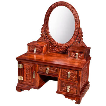 与山择林红木梳妆台网红首饰化妆桌中国风新中式紫檀收纳柜结婚礼品首饰盒血檀立式雕花首饰台 图片价格品牌报价 京东