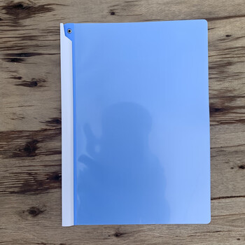 旋转式a4文件夹拉杆报告夹彩色透明抽杆简易简历夹收纳夹资料夹 蓝色