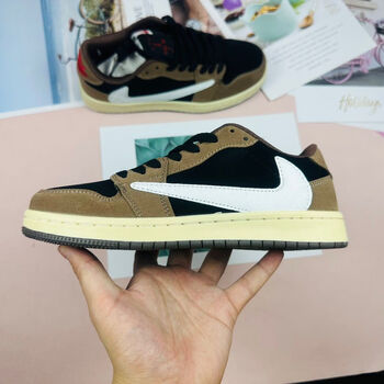 迪芙熙aj莆田男女鞋官方1ts联名款倒钩低帮深棕板鞋复古潮流百搭情侣