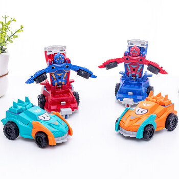 车宝四兄弟玩具车卡通变形小汽车惯性回力车宝宝耐摔模型警车随机1辆