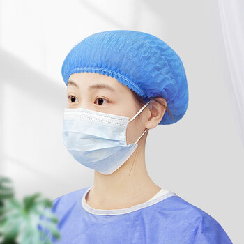 医用一次性帽子 无菌头套医生条形手术帽蓝色无纺布护士帽防尘 条形帽